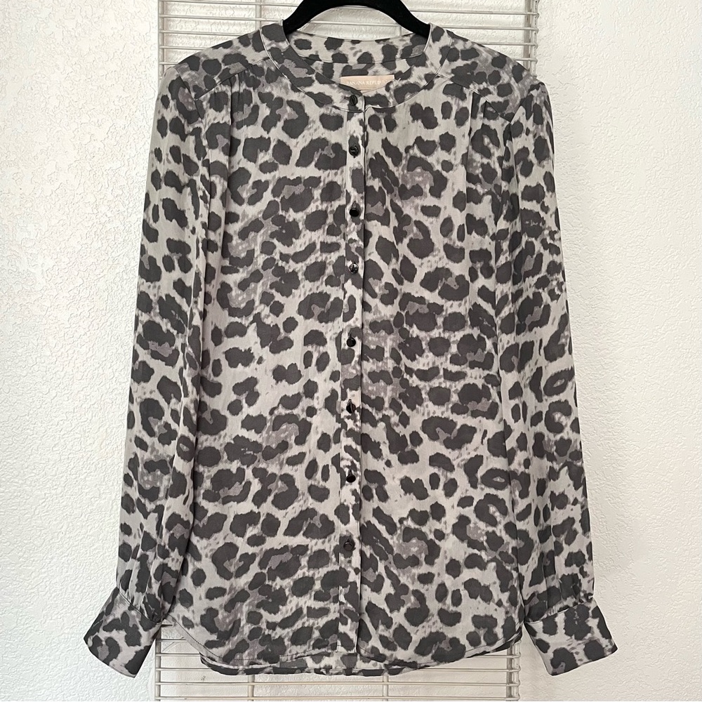 Banana Republic Animal Print Button Down Blouse